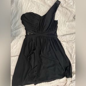 Size medium short black one shoulder dress with lace cutouts